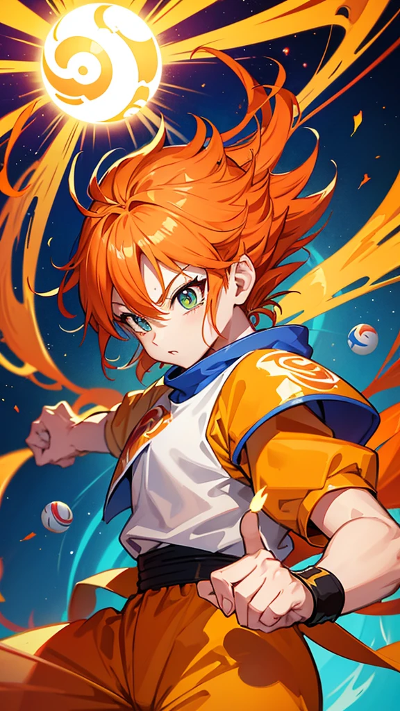 Dragon Ball、Sun Wukong、The costumes are flashy, psychedelic, and pop street fashion.、Stylish、The illustrations are generally flashy、The background is a street wall with spray art.、