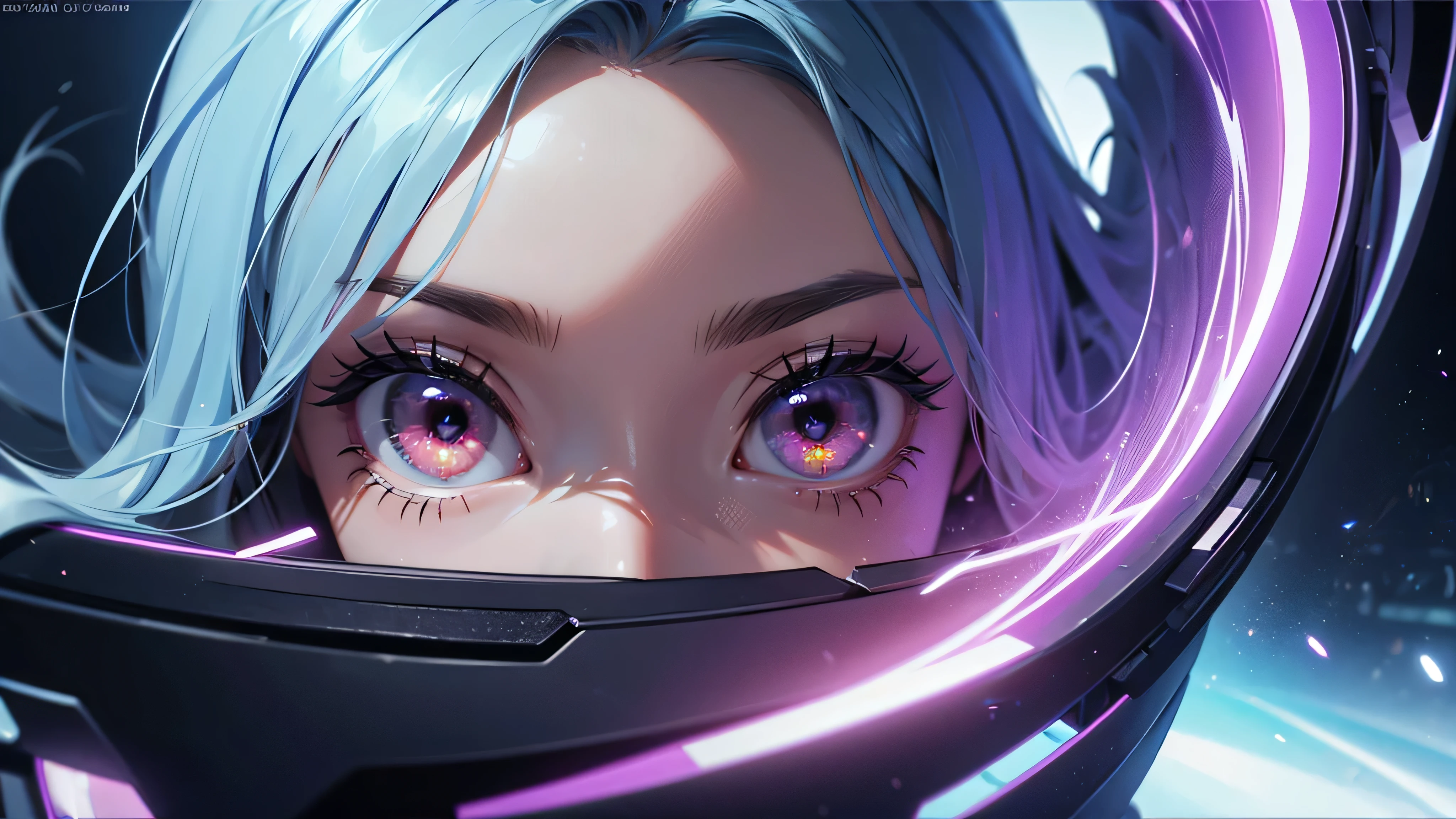 create an image for Infinite Zoom Music Video Script: "Keep Your Eyes Open" Opening Scene [0:00-0:10] Visuals: Start with a close-up of an eye, slowly zooming into the pupil. Action: As the zoom begins, the eye subtly blinks once, inviting the viewer in. Effect: The pupil morphs into a tunnel of light, beginning the infinite zoom effect.