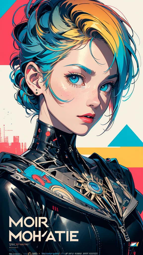 (((masterpiece, highest quality))),(((solo:1.2))),(((1girl:1.2))),32k wallpaper, very detailed, poster, vintage science fiction,(((((geometric cinematic movie poster))))), (bauhaus), shape,(((abstract))),(mid century modern),movie poster,(((((portfolio))))),(((((Close-up))))),(((((bust up))))),((((more various angle)))),(((highlight))),Vast landscape,((((heterochromia)))),(((complete. detailed face))),(((Extremely talented))),(((most complecated machine))),Colorful color scheme