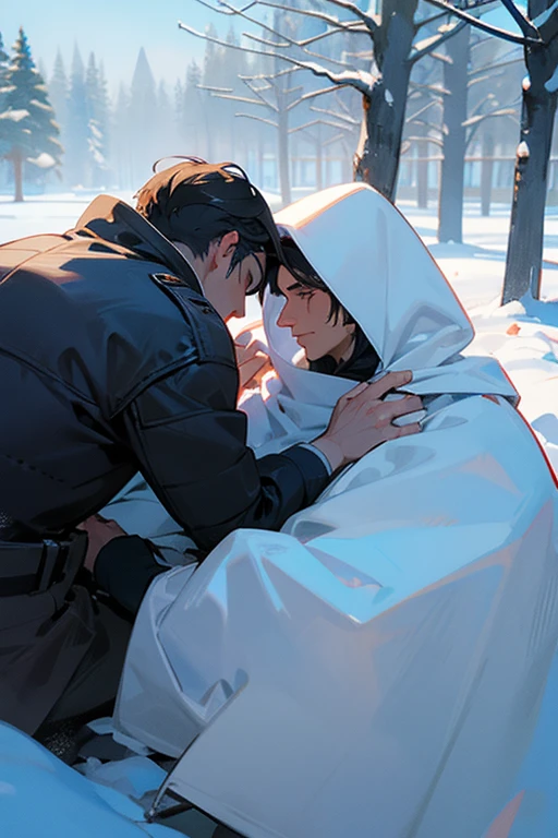 Two men in love in the snow