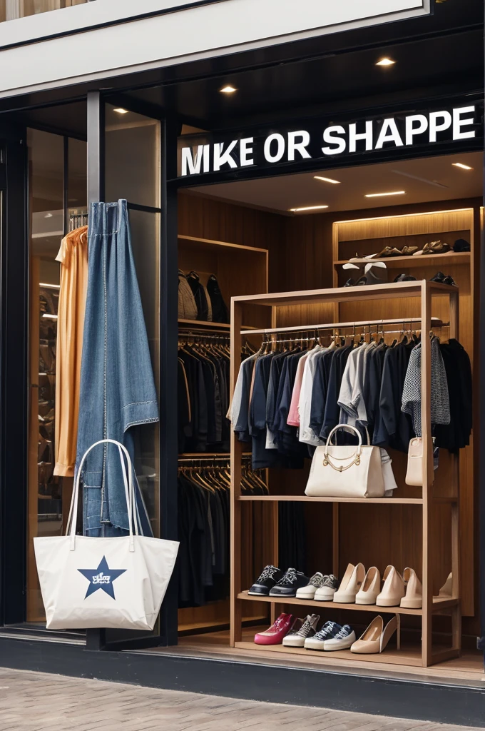 Make a star shop logo selling clothes, bags and shoes.