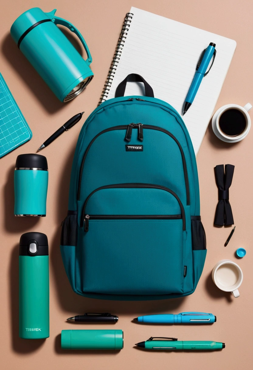 Cultural creative design，grinding machine，Thermos Cup，Pen记本，Pen，Backpack，blue，green，Minimalism现代设计，technology，Simple，Minimalism，matrix

