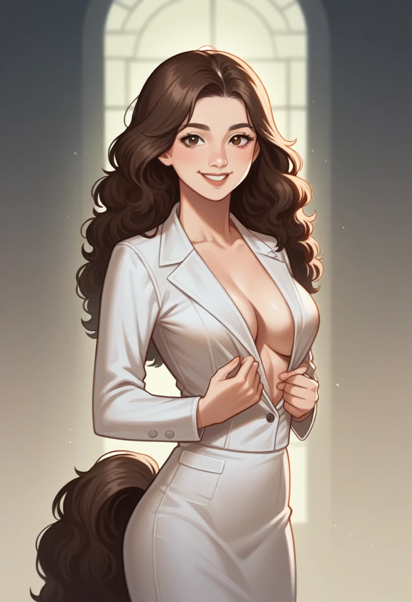 Classy innocent malay babe, ((wearing baju kurung)), malay village, slim figure, high resolution, professional lighting, fair skin, sweet smile, 20 yo,  long dark brown hair, fluffy hair, medium large sized breast, mix blood pan asian, blur background, highlight hair, pony tail hair