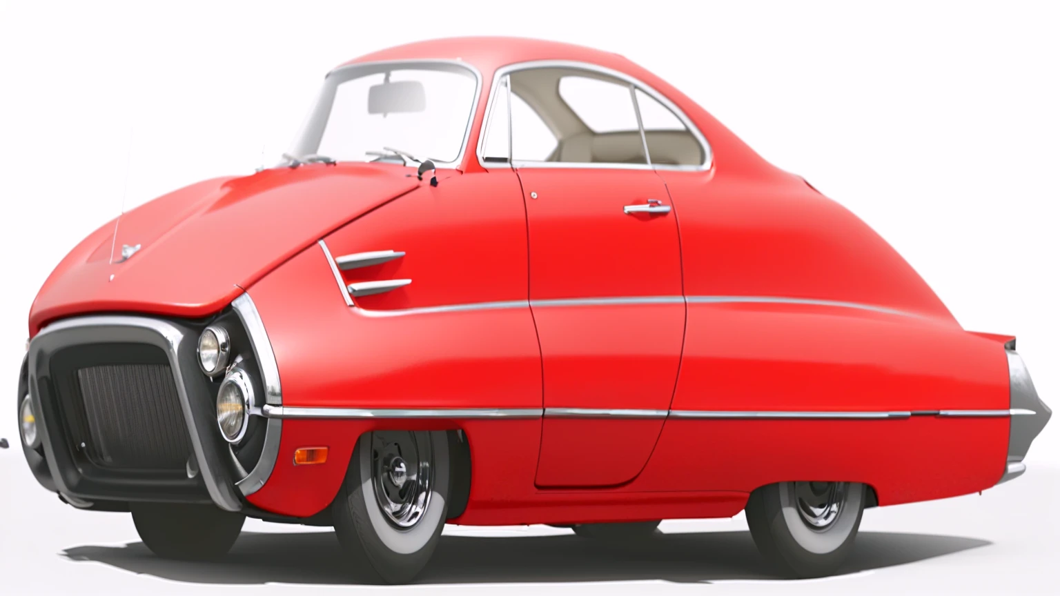 there is a red car with a white top and a black roof, digitally painted, photo render, rendered illustration, rendered, sideview, render, side-view, side - view, aerodynamic body, streamlined, side profile artwork, hyper detail illustration, red car, hd illustration, side perspective, digital render, full body close-up shot