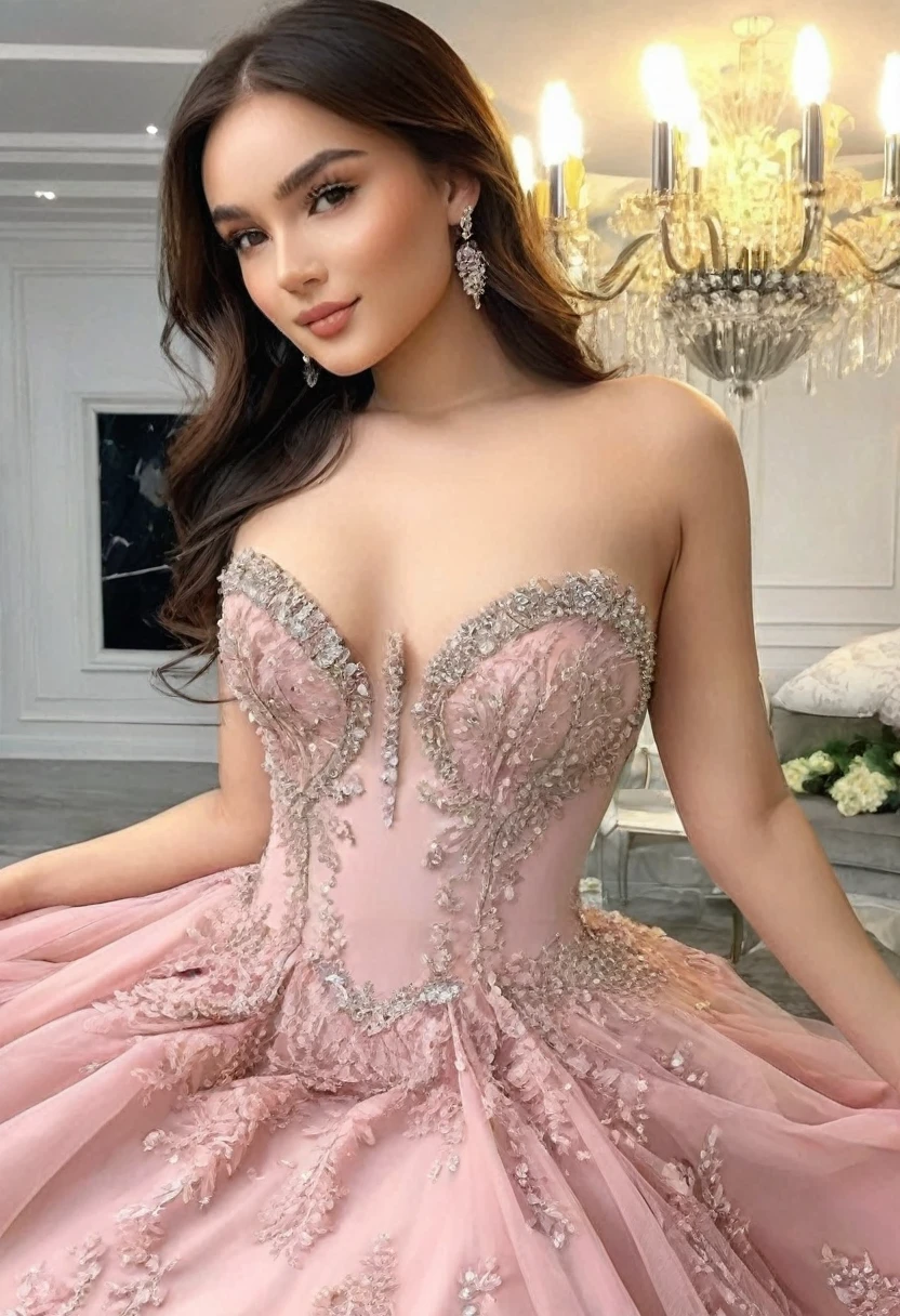 ((high quality:1.2)), work of art, (8k), extremely detailed, ((High detail:1.2)), ((best resolution:1.4)), Solo, 24 years old pretty perfect female, ((sexy dress)), 