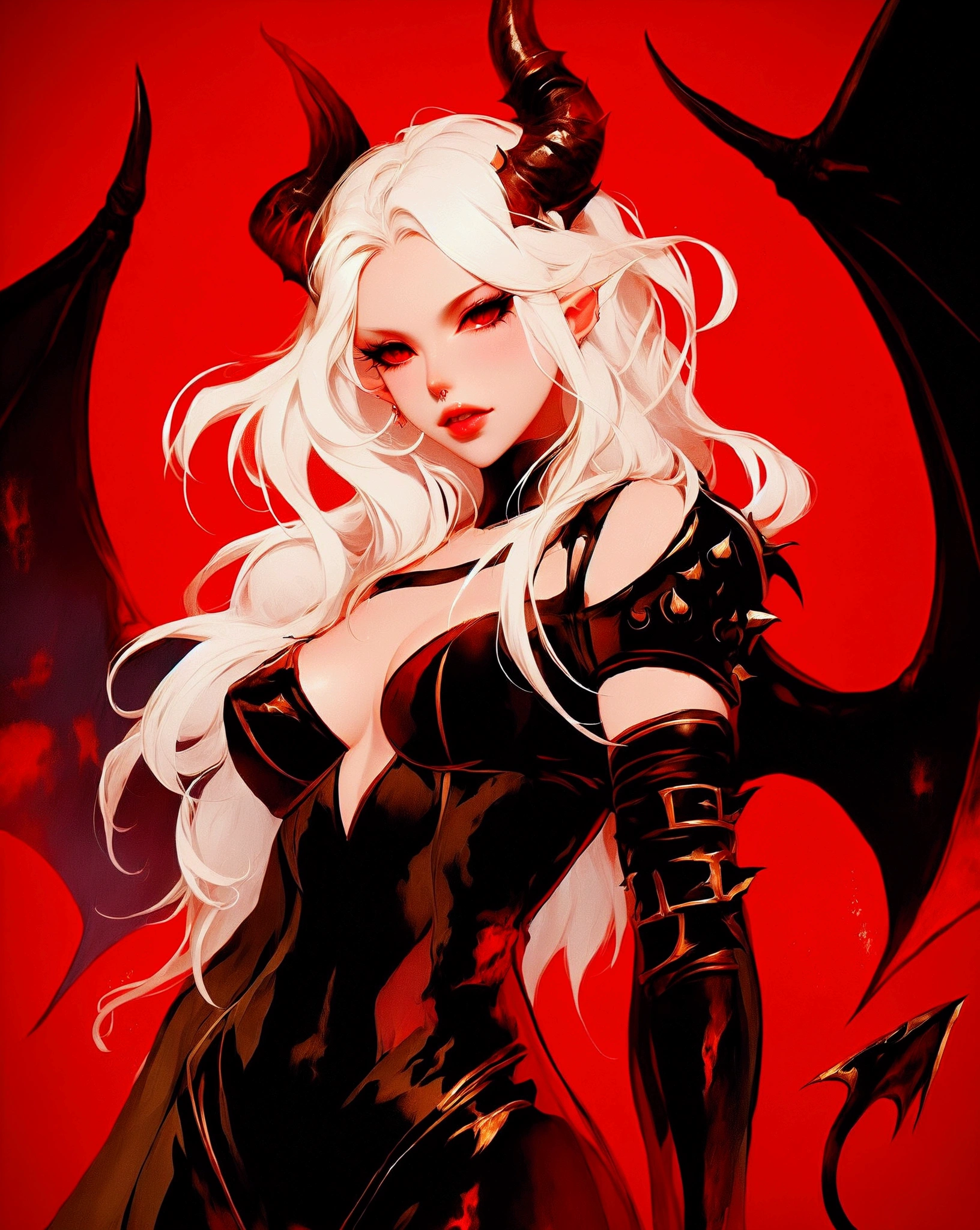 anime - style illustration of a woman dressed as a devil with horns, beautiful succubus, succubus, beautiful elegant demon queen, succubus | medieval, beautiful vampire queen, artgerm and rossdraws, demon anime girl, vampire girl, beautiful vampire female queen, white horns queen demon, style artgerm, artgerm style, lilith, vampire queen