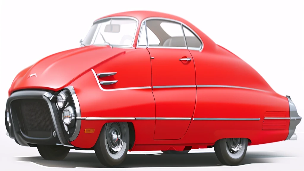 there is a red car with a white top and a black roof, digitally painted, photo render, rendered illustration, rendered, sideview, render, side-view, side - view, aerodynamic body, streamlined, side profile artwork, hyper detail illustration, red car, hd illustration, side perspective, digital render, full body close-up shot