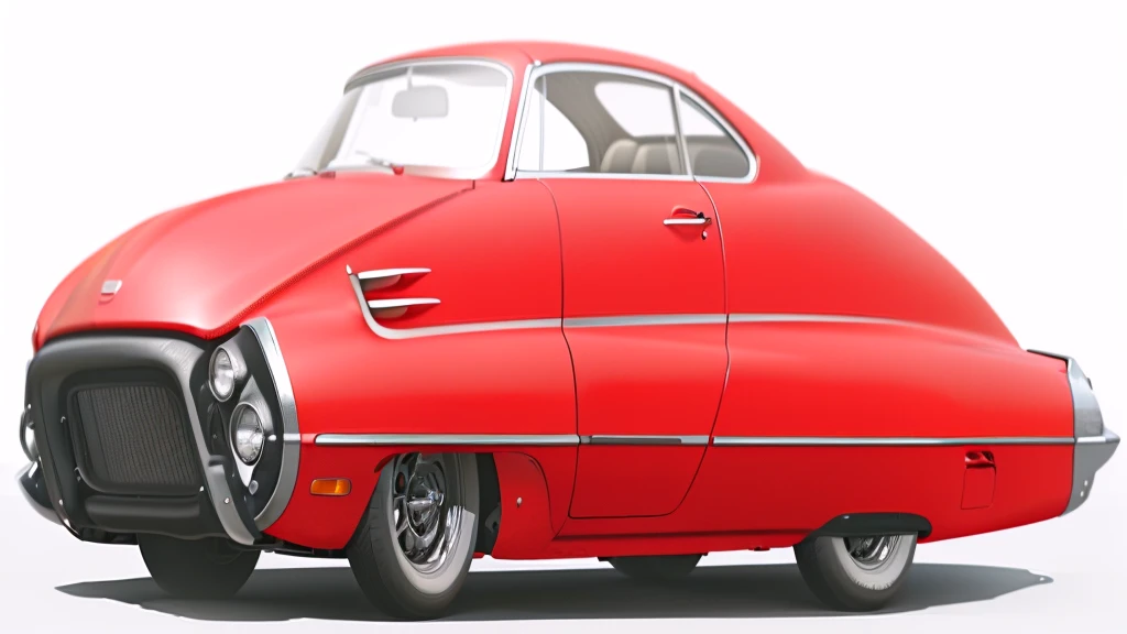 there is a red car with a white top and a black roof, digitally painted, photo render, rendered illustration, rendered, sideview, render, side-view, side - view, aerodynamic body, streamlined, side profile artwork, hyper detail illustration, red car, hd illustration, side perspective, digital render, full body close-up shot