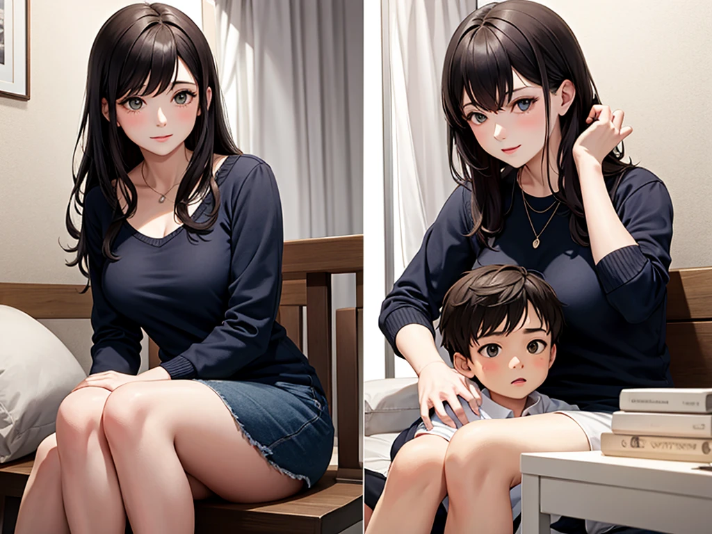 Young mother and son