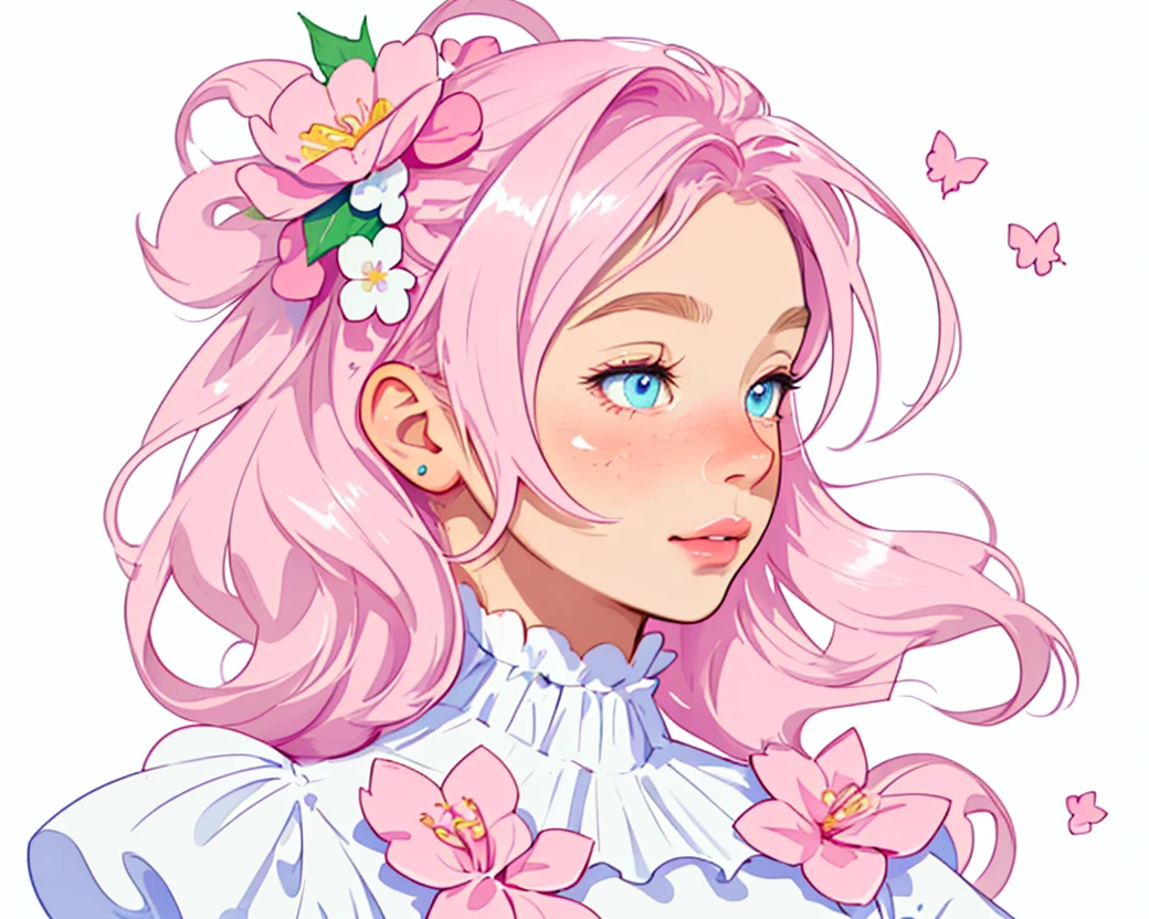 a close up of a pink and white circle with a flower, concept art inspired by Sigurd Swane, tumblr, graffiti, sugary sweet, sugar, sugar snow, logo, logo, highly detailed, intricate, beautiful detailed eyes, beautiful detailed lips, floral elements, pastel colors, soft colors, cute, adorable, kawaii, minimalist, simple, symmetry, clean lines, vector, digital art, high quality, 8k, photorealistic, vivid colors, bright, glossy, smooth, shiny, glitter, sparkles, butterflies, bows, hearts, candy, sweets, dessert, frosting, whipped cream