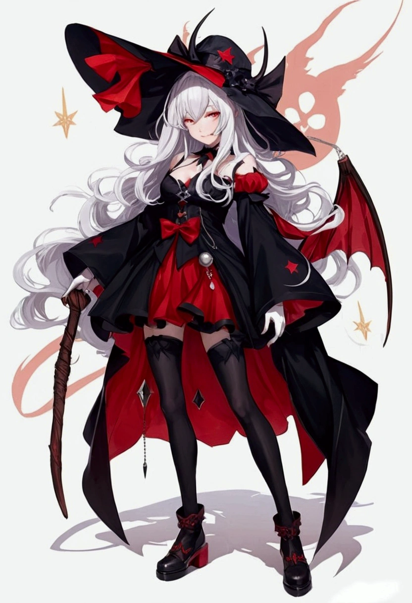 a woman in a black and red dress and a black hat, demon anime girl, gothic maiden anime girl, from arknights, flirty anime witch casting magic, fashionable dark witch, trending on artstation pixiv, anime visual of a cute girl, witch girl, anime full body illustration, astral witch clothes, dark witch character, from girls frontline,wide, 4k, sangat detail, in mountain background