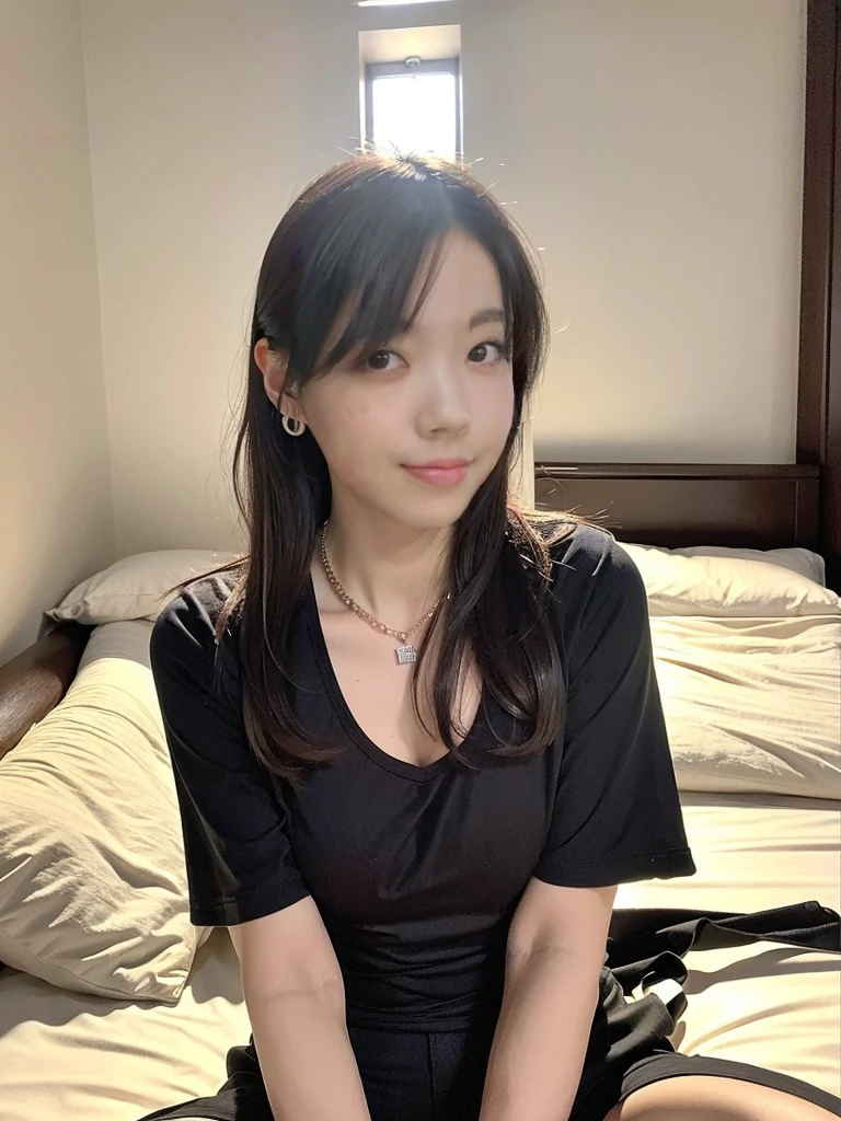 ((8k:1.27), Highest quality, masterpiece, Ultra-high resolution:1.2)Photo Beautiful Japan woman(comfortable:1.1) Grace, good, Gradient lighting, One Girl, Delicate skin, Brown eyes, (Short hair with bangs:1.2), (Large Breasts:1.0), (Central areola:0.8), (Realistic:1.4), (Highest quality:1.0), (Ultra-high resolution:1.0), 8k, RAW Photos, (masterpiece:0.2), (Pyros Face_v1:0.5),  All Overprint Contrast Colors Dresulti Colors, Red-brown, What can I do for you??, theme, Looking at the audience,  

32 years old, 1 person, ((Beautiful announcer, Cute mouth:1.2)),

((Gorgeous Earrings, Long Necklace:1.2)), 
((See-through satin tank top, よくgoodです, The shape of the nipples is visible, cleavage wide open:1.2)),
((Squat on the bed with your legs stretched out in front of you, Soaking wet, Spread your legs a little:1.5)),
(Pay attention to the beautiful thighs:1.8), 

((Sexy vibe, Naughty pose, Kissing Mouth, Poke out your lips, Cute and shy, Staring at the audience:1.2)),
((Boyfriend's bedroom, Flirting with boyfriend, look up:1.5)),
((Foreplay before sex, Inserting the male organ into the female organ:1.2)), 
((Big white bed, White wall, Near a tall window, The sunlight shines in, Bright room)), 

Realistic skin texture, Fair skin, Glowing Skin, Beautiful skin on legs, Beautiful legs, 
Highly detailed face, Slim face contour, Beautiful small face, Beautiful Nose, 
Very fine eye, Long, narrow eyes, Brown eyes, double eyelid, Extremely fine eyebrows, thin, Long eyelashes, 
Ultra-detailed lips, Plump and moisturized lips, Glossy pink lips, Blushing, 
Beautiful actress&#39;Dull makeup, Pink lipstick, smokey eye shadow, Eye Foundation, 
Dark brown hair, Delicate and soft hair, Hair blowing in the wind, 
(Elegantly putting your hair up, Medium Short Hair, ponytail:1.2), 
Layered Cut, (Blunt bangs:1.2), 
((open your mouth slightly to show your white teeth,, stick out your tongue a little)), Body facing forward, 


((Lift your face a little)),
((Squint your eyes)), 
((Pursing your lips:1.2)),
((blush:1.2)),
((The cleavage is fluffy, Beautiful breasts)), 