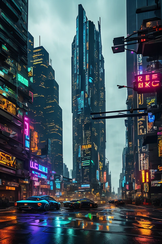 In a dystopian cyberpunk city, neon lights flicker and cast an eerie glow through the rain-soaked streets. Towering skyscrapers loom overhead, their surfaces covered in holographic advertisements and graffiti. Amidst the chaos, a woman clad in sleek, black armor rides a colossal, bio-mechanical cat.Her helmet reflects the neon hues, and her eyes, glowing with an intense blue light, scan the urban jungle. The cat, an amalgamation of organic and mechanical parts, moves with a silent, predatory grace, its metal claws leaving sparks on the asphalt. The city around them pulses with a frenetic energy, filled with the hum of drones and the distant echoes of rebellion.As they navigate the maze of alleys and towering structures, the woman and her cybernetic steed become a symbol of defiance against the oppressive megacorporations that rule the city. She grips the reins tightly, her mind synced with the cat’s artificial intelligence, ready to strike against those who seek to control their world.