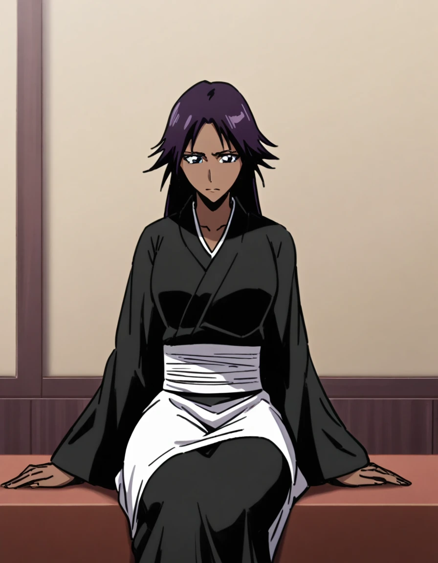 1girl, Bleach, Yoruichi Shihoin, Close up, Beautiful, Sitting relaxed, Nice figure, 