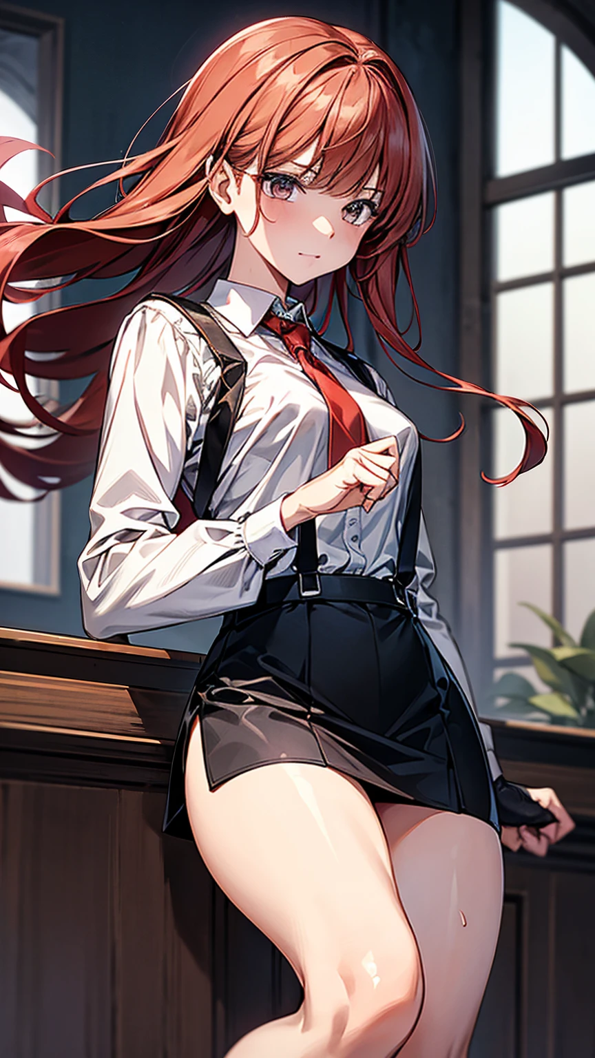 {{masterpiece}}, {{{best quality}}},{{ultra-detailed}}, {{illustration}},{{tall stature}},{{adult women}},{{Fighting stance}},,,{{blushing with anger}},,{{Long sleeve mini skirt uniform}},,,{{blushing with anger}},}{}},{fighting stance}},{},{}, ,{{}},{{Eyelet foot}},,{{From Below }},{{v-shaped eyebrows}},,{{}},{{}},,Slender body}}{{Avoidance}}{{Female police officer}},,,,suspenders ,Long sleeve mini skirt uniform, White High Socks,Black fingerless gloves, Long Red Hair, Red tie,Straight hair ,Blunt bangs,Thigh holster,.amountn loafer,,blush,Wrinkles ,amount,Grit your teeth,suffering,.,Sweat dripping,Medium chest ,get annoyed,,Slums,,Twisting,