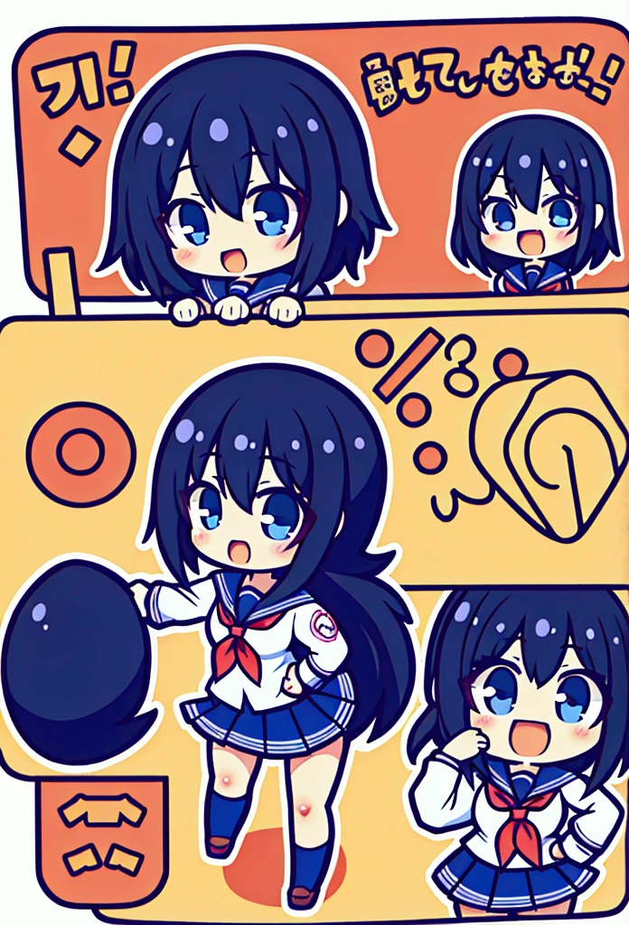 Chibi Girl, comics, Girl 2D, Base+School Students, Posing, Rendered and detailed, Pony, anime,