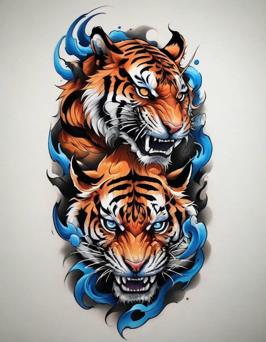 ((solo Tiger, 1 tiger)), Traditional Japanese tattoo design, realistic tattoo art of Orange tiger with Blue eyes, he is with open mouth looking very fierce and angry, the background is Japanese wave tattoo with with pink sakura petal effect, (Unity 16K Wallpaper, masterpiece, Best Quality, high quality, Ultra-detailed, extremely details), ((solo Tiger)), Traditional Japanese tattoo design, realistic tattoo art of Orange tiger with Blue eyes, he is with open mouth looking very fierce and angry, the background is Japanese wave tattoo with with pink sakura petal effect, solo Tiger, solo Tiger, solo Tiger, solo Tiger, solo Tiger, Scratching the viewer with fierce claw, Scratching the viewer with fierce claw, Scratching the viewer with fierce claw, Scratching the viewer with fierce claw, Scratching the viewer with fierce claw, 
