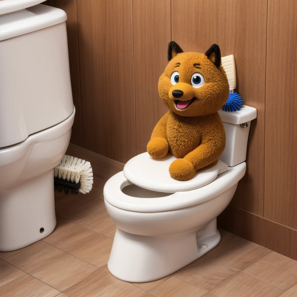 toilet brush, urshik with eyes, funny brush, brush with mouth, the brush is frightened
