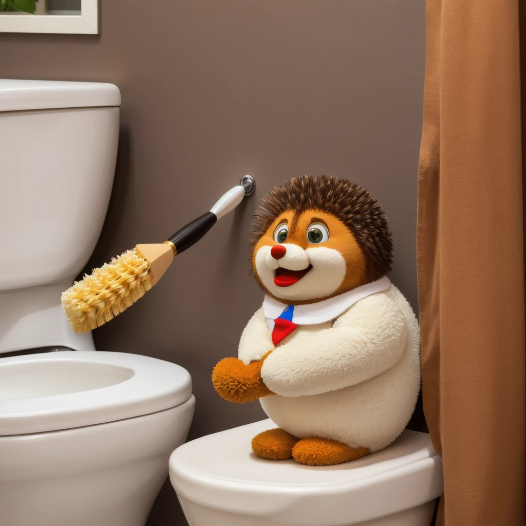 toilet brush, urshik with eyes, funny brush, brush with mouth, the brush is frightened