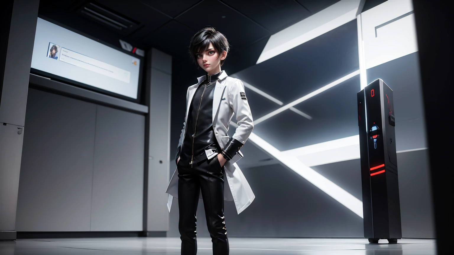 gaming boy , in a pent shirt, , black hairs white dress, , gaming full straight standing pose, student, , Full body, boy, man , games boy, Simple white background,, HD, full body, standing, modern futuristic dress, front view, modern dresses, modern man, uniqur=e hair style 
