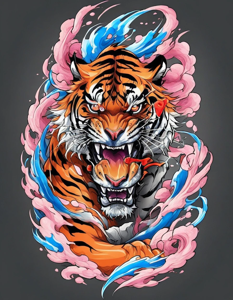 (((solo Tiger))), Traditional Japanese tattoo design, realistic tattoo art of Orange tiger with Blue eyes, he is with open mouth looking very fierce and angry, the background is Japanese wave tattoo with with pink sakura petal effect, (Unity 16K Wallpaper, masterpiece, Best Quality, high quality, Ultra-detailed, extremely details), (((solo Tiger))), Traditional Japanese tattoo design, realistic tattoo art of Orange tiger with Blue eyes, he is with open mouth looking very fierce and angry, the background is Japanese wave tattoo with with pink sakura petal effect, Scratching the viewer with fierce claw, Scratching the viewer with fierce claw, Scratching the viewer with fierce claw, Scratching the viewer with fierce claw, Scratching the viewer with fierce claw,
