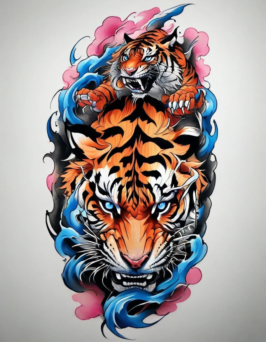 (((solo Tiger))), Traditional Japanese tattoo design, realistic tattoo art of Orange tiger with Blue eyes, he is with open mouth looking very fierce and angry, the background is Japanese wave tattoo with with pink sakura petal effect, (Unity 16K Wallpaper, masterpiece, Best Quality, high quality, Ultra-detailed, extremely details), (((solo Tiger))), Traditional Japanese tattoo design, realistic tattoo art of Orange tiger with Blue eyes, he is with open mouth looking very fierce and angry, the background is Japanese wave tattoo with with pink sakura petal effect, Scratching the viewer with fierce claw, Scratching the viewer with fierce claw, Scratching the viewer with fierce claw, Scratching the viewer with fierce claw, Scratching the viewer with fierce claw,
