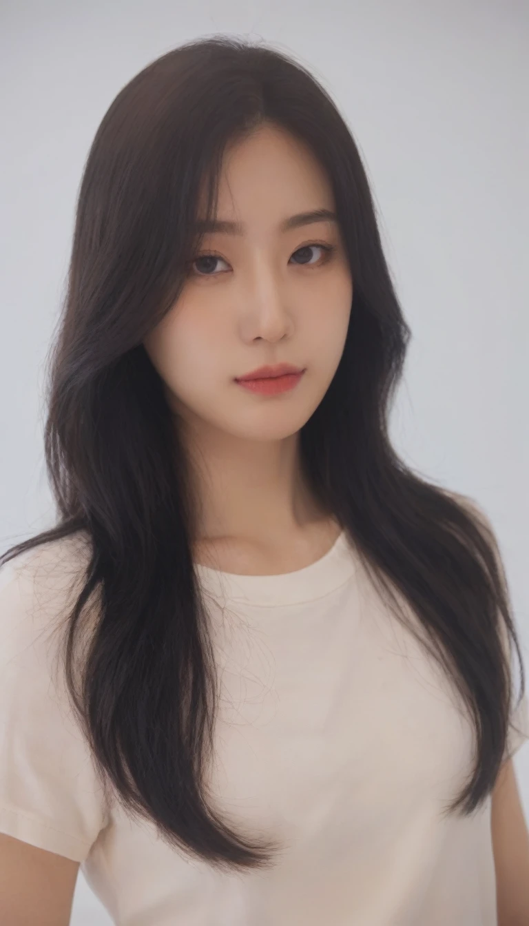 Best Quality, 8k, Masterpiece, (Portrait: 1.3), (photo realistic:1.4), (hyper realistic:1.4), Sharp Focus, looking at viewer, (smoother lighting:1.1), (increase cinematic lighting quality:0.9), realistic lighting, backlighting, light on face, ray trace, (brightening light:1.2), (Increase quality:1.4), sharp detail, (best quality real texture skin:1.4), finely detailed eyes, black_eyes, finely detailed face, 25 year old Korean woman