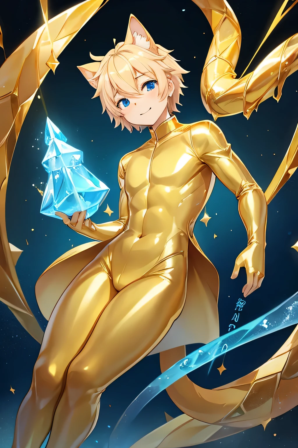 Little male cat,boys,Has a tail,charming,Thin,struggle,eternal,gold,Gold,gold crystal,Blue slime,Feet turn into gold,Hands turn into gold,gold spread feet,Gold feet,gold hand,illumination,freeze,freeze,Feet are frozen,charming,Boys ,Golden crystal feet,Wear tights,plastic,Full body portrait,Smooth,full-body tights,Thin,Gold gel coat,Full body gel coating,Gold gel coat,No clothes,rubber body,golden arms,Golden legs,Golden clothes,The whole body is golden