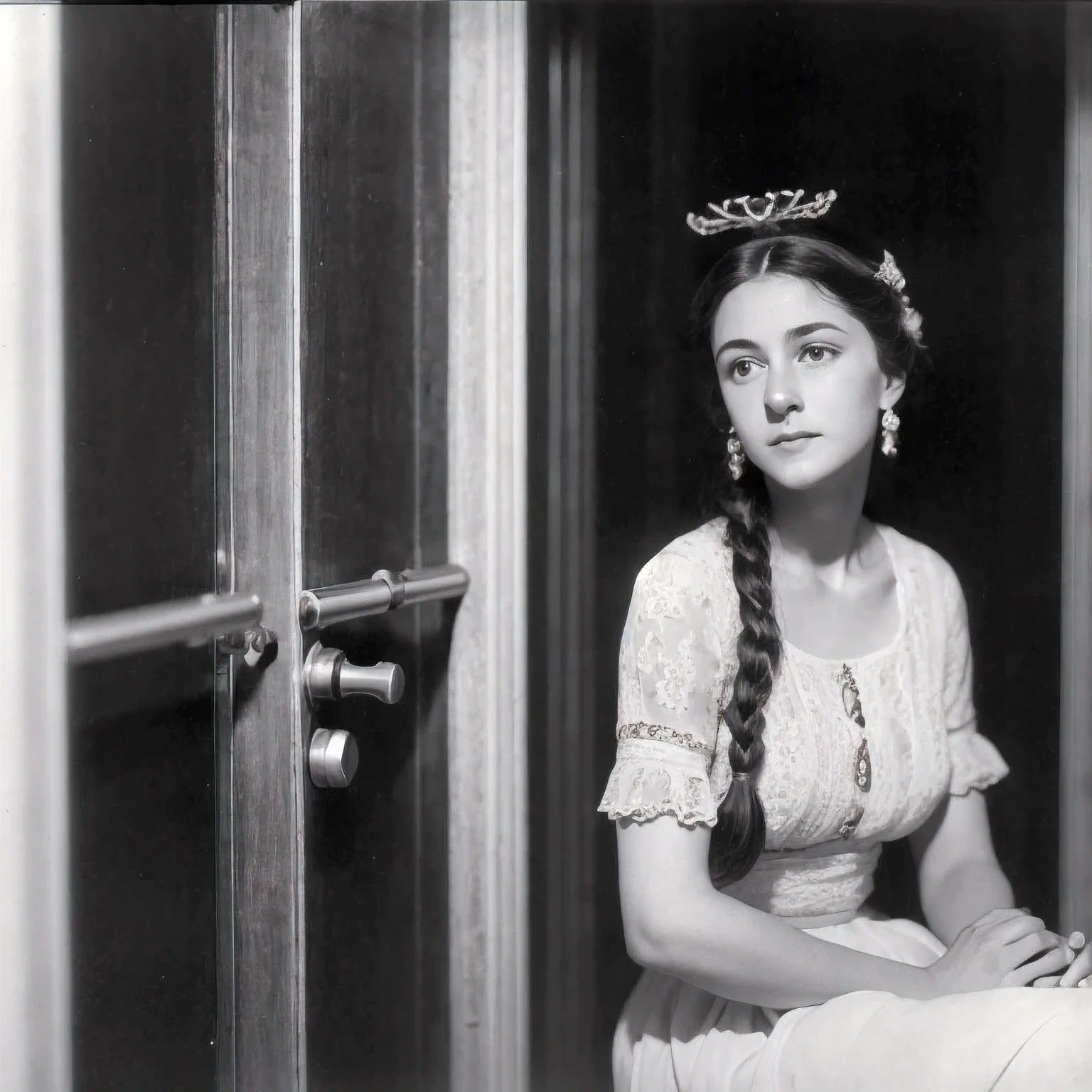 arafed photo of a woman with a braid in her hair, in her early 20s, maria fortuny, marianne collins, nadezhda tikhomirova, photo of young woman, leonora karrington, maria panfilova, anna kovalevskaya, anastasia ovchinnikova, lola dupre, e. h. beatrice blue