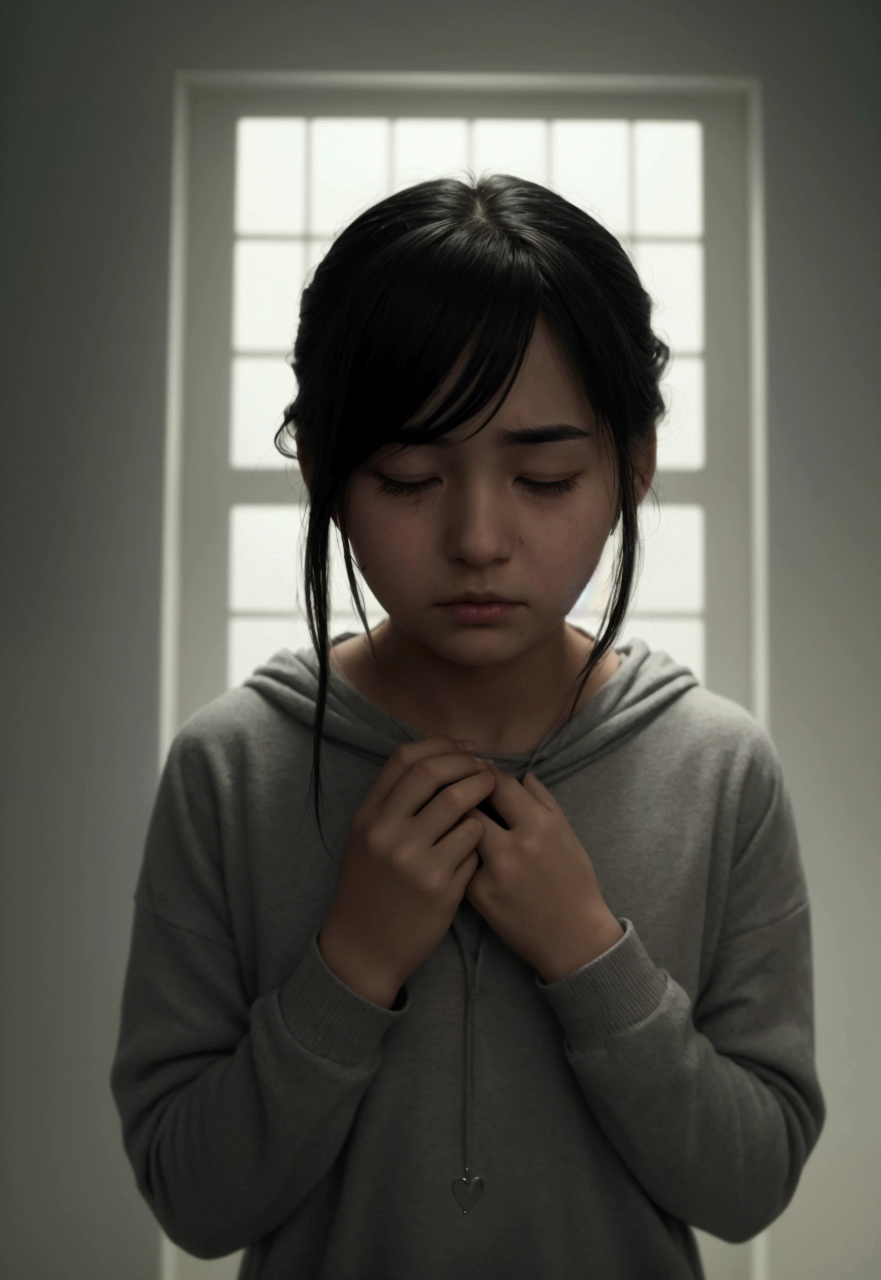 A picture that showing emotions like sadness and a wish to be loved or liked or understood but remain alone at the end.
