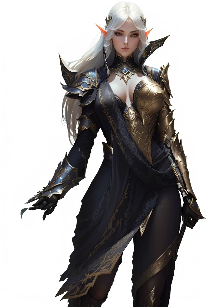 a close up of a woman in a costume holding a sword, female character, clothed in ethereal armor, intricate armor details, elegant armor, light coming off of the armor, the style of wlop, clothed in ethereal battle armor, detailed armor, wlop art, 8 k character details, intricate wlop, pale black armor, some curved armor, dark fantasy female magician, beautiful dark elf countess, human ::epic exquisite character art, pretty face, nice face, sexy, sun high elf,