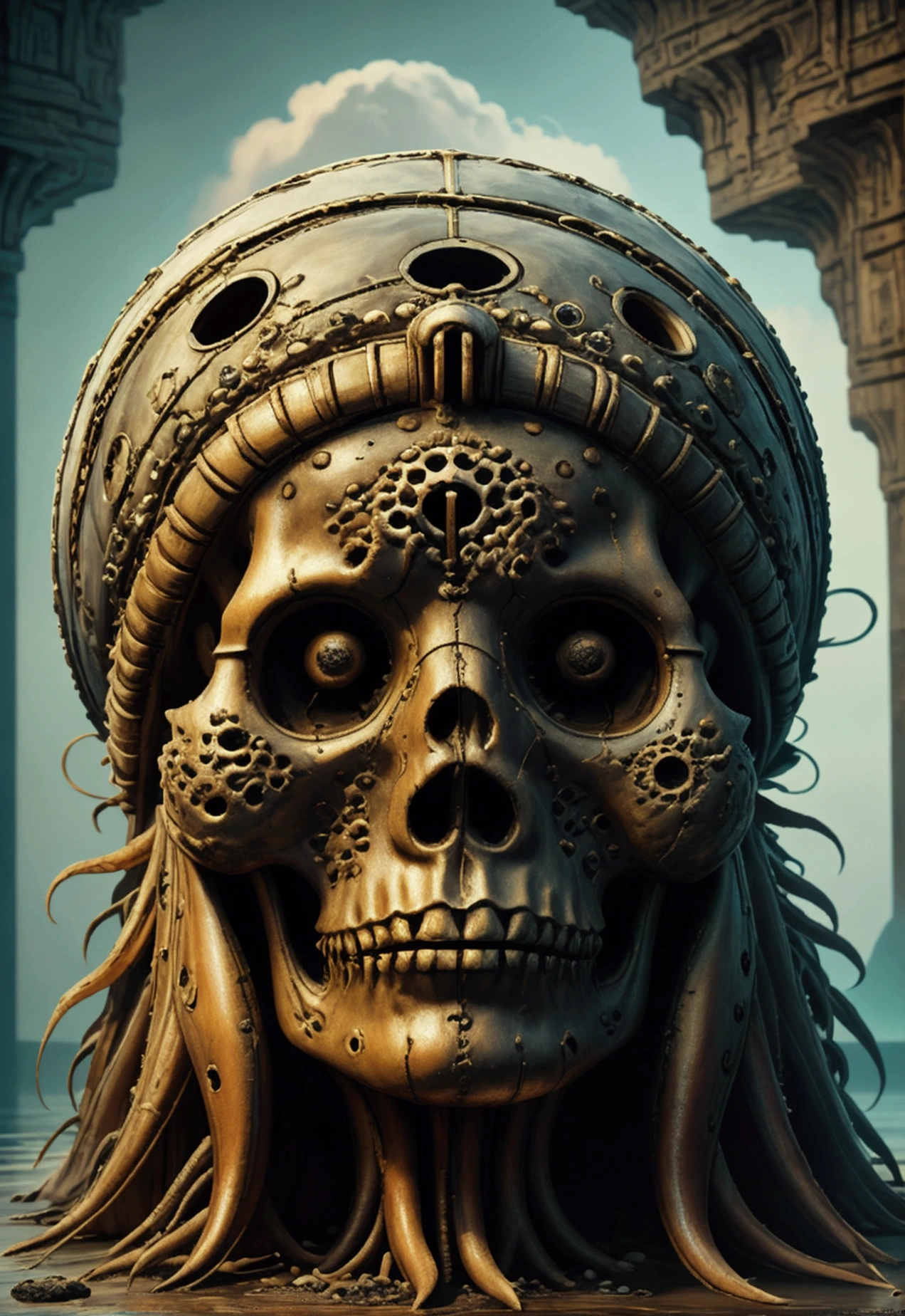 painting of a pirate island with a treasure chest and a skull, 8k oil painting, fantasy artistic painting, skull island, mysterious Island, oil painting, illusion arte surreal, surrealistic painting, surreal art and fantasy, Masterpiece artwork, art by alessandro pautasso, stunning digital illustration, in digital illustration style, exquisite digital illustration, Illustration art, a beautiful art illustration, contemporary digital art, beautiful digital art, geometric abstract beauty, beautiful digital illustration, beautiful digital art, contemporary art illustration, art deco portrait