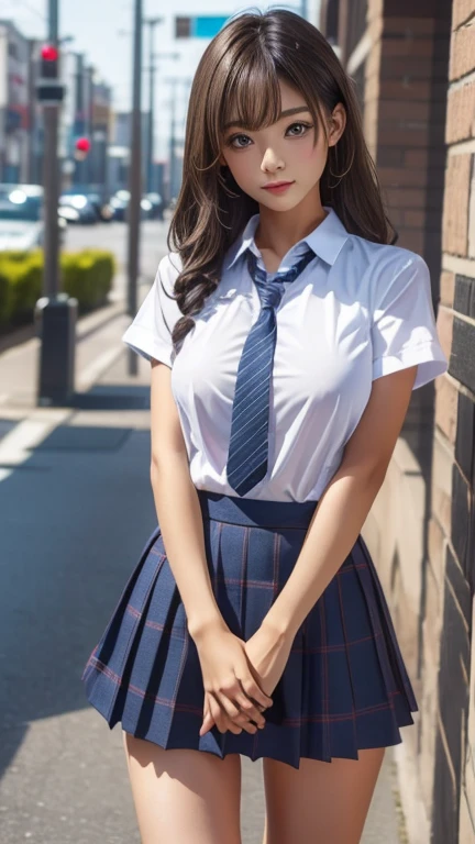 View your viewers,high school girl,Leaning forward,(Random cute clothes),(Random Animation Pose),(Thin type),(Large Breasts),(Random Hairstyles),(Best image quality, (8k), Ultra-realistic, 最high quality, high quality, High resolution, high qualityの質感, Attention to detail, Beautiful details, Fine details, Highly detailed CG, Detailed Texture, Realistic facial expressions, masterpiece, in front)、Micro Tight Skirt