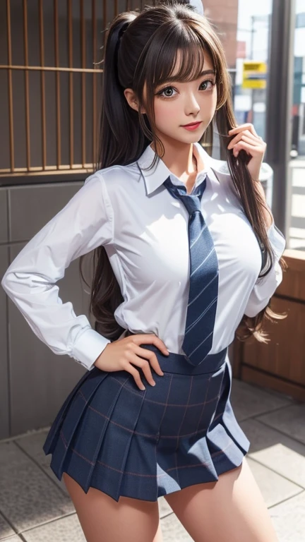 View your viewers,high school girl,Leaning forward,(Random cute clothes),(Random Animation Pose),(Thin type),(Large Breasts),(Random Hairstyles),(Best image quality, (8k), Ultra-realistic, 最high quality, high quality, High resolution, high qualityの質感, Attention to detail, Beautiful details, Fine details, Highly detailed CG, Detailed Texture, Realistic facial expressions, masterpiece, in front)、Micro Tight Skirt