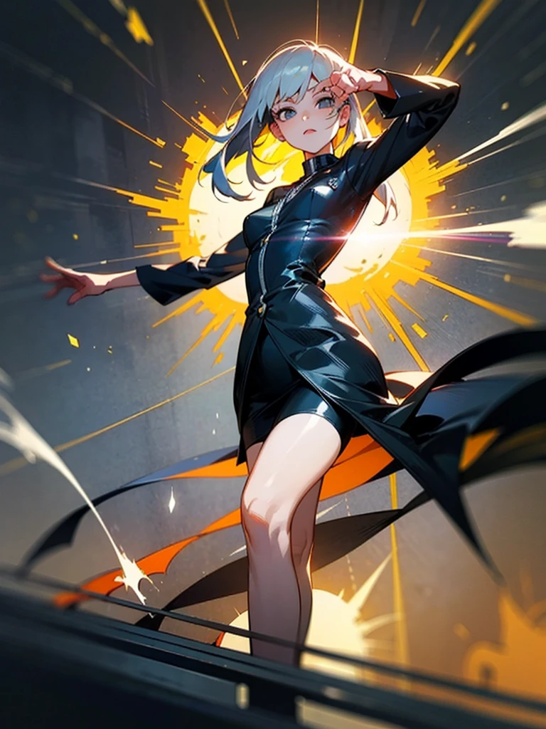 3D impressionist illustration, A Russian girl in her early 20s with ash grey hair, Sequences involving explosions and energy bursts、Seamless integration of sci-fi elements and realistic rendering、Subtle hints of humor in agent interactions、An electric atmosphere full of anticipation and mystery、Artistic depiction of the agent's extraordinary abilities、Captivating attention to detail capturing every fold in the agent's suit、A sophisticated fusion of traditional and contemporary artistic techniques、An eerie yet captivating soundtrack that sets the atmosphere for an epic battle between good and evil、A sci-fi noir aesthetic that enhances the overall cinematic experience、Meticulously crafted compositions that emphasize the intensity and dynamics of the scene、An interesting juxtaposition between the agent's calm demeanor and the chaos unfolding around him.、Tension and suspense palpable with every brush stroke、An immersive atmosphere that transports the viewer to a parallel world where anything is possible。