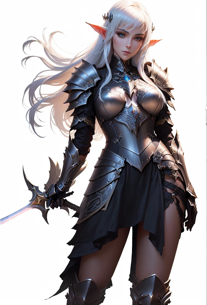 a close up of a woman in a costume holding a sword, female character, clothed in ethereal armor, intricate armor details, elegant armor, light coming off of the armor, the style of wlop, clothed in ethereal battle armor, detailed armor, wlop art, 8 k character details, intricate wlop, pale black armor, some curved armor, dark fantasy female magician, beautiful dark elf countess, human ::epic exquisite character art, pretty face, nice face, sexy, sun high elf,