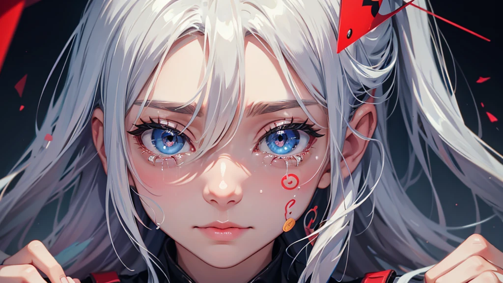 Create an image of series of crying eyes symbols, surrounded by plus signs representing the desire for more.