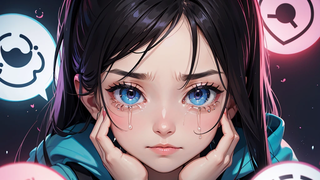 ((masterpiece)), ((best quality)), ((highres)), ((extremely detailed CG unity 8k wallpaper)), blue line on black clothes from shoulder to fist, (refine)