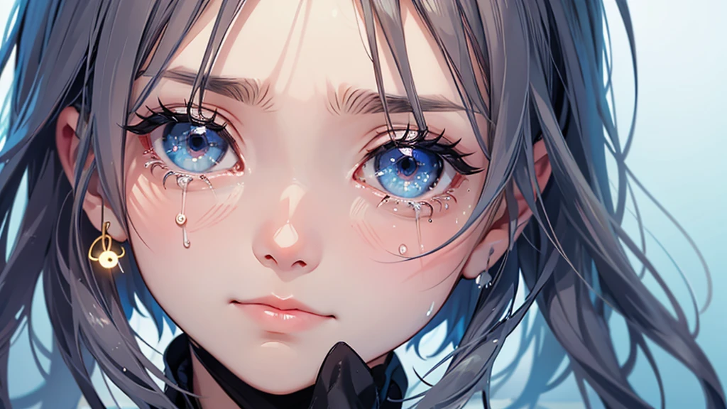 Create an image of series of crying eyes symbols, surrounded by plus signs representing the desire for more.