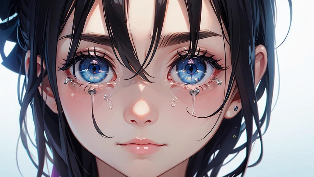 Create an image of series of crying eyes symbols, surrounded by plus signs representing the desire for more.