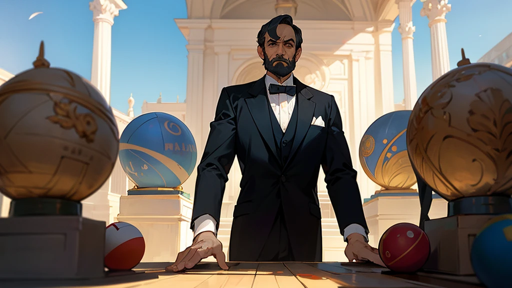 Create a series of cartoon-style balls, each representing a different famous presidential assassination and the victim president. Each ball should have distinct facial expressions and accessories that reflect the historical context. The assassinations to include are:
1. **Abraham Lincoln:** A ball representing Lincoln with a beard and a top hat, depicted in a theater setting.
2. **John F. Kennedy:** A ball representing JFK with a confident expression, wearing a suit, depicted in a convertible car.
3. **James A. Garfield:** A ball representing Garfield with a mustache and sideburns, depicted in a train station setting.
4. **William McKinley:** A ball representing McKinley with a solemn expression, depicted in an exposition hall.
5. **Anwar Sadat:** A ball representing Sadat with military decorations, depicted in a parade setting.
6. **Indira Gandhi:** A ball representing Gandhi with a sari and a stern expression, depicted in a garden setting.
Each ball should be visually distinct and arranged in a grid, depicting the tension and historical significance of each assassination. The style should be similar to "Polandball" comics, with simple shapes and bold lines.