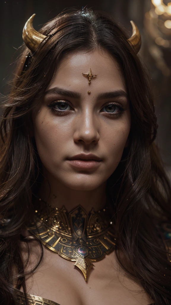 beautiful detailed eyes, beautiful detailed lips, extremely detailed face and portrait, zodiac, zodiac sign, Taurus, intricate and detailed fantasy portrait, dynamic dramatic lighting, dramatic color palette, brilliant aura, mystical ethereal, cinematic composition, digital art, epic fantasy art, concept art, award-winning