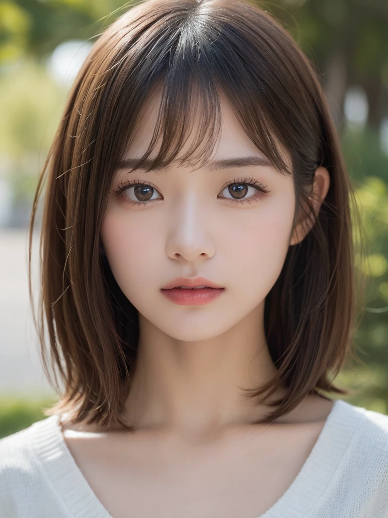 ((Browsing Caution))、(masterpiece:1.5)、(8k)、(Photorealistic:1.5)、RAW Photos、(Best image quality:1.4)、(Sharp focus:1.5)、 Highest quality、masterpiece、Ultra-high resolution、Perfect dynamic composition、 20-year-old、thin、Beautiful woman:1.4、Serious expression、 Wearing black knitwear、 Light brown hair、Bobcut、Shiny Hair、 Super detailed face、Detailed eyes、double eyelid、 Natural color lip、Clear Skin、