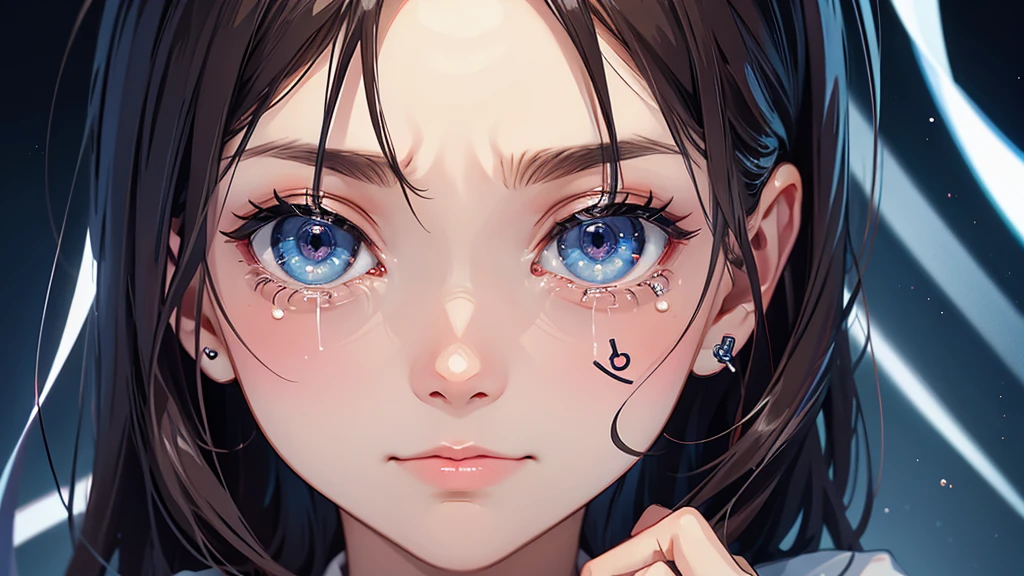 Create an image of series of crying eyes symbols, surrounded by plus signs representing the desire for more.