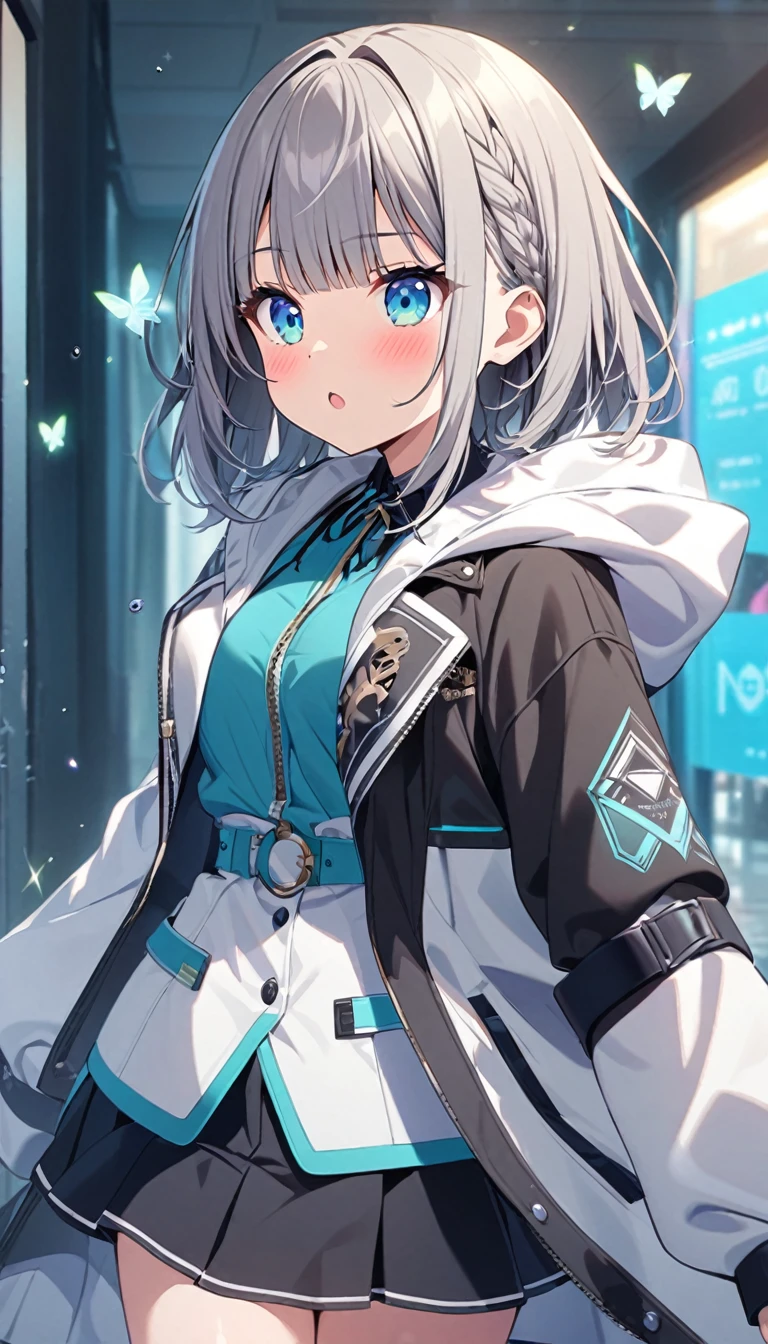 Butterflies are flying、1girl, stylish, stylish code, large jacket