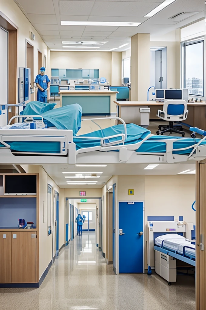 Actual hospital settings wherein the nurse is collaborating with other health care workers and the patient