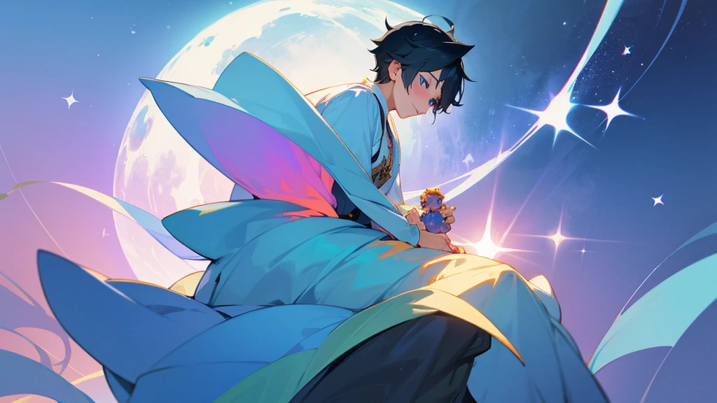Anime, Masterpiece, best quality, high quality, highlights, 1 boy, unique, dark skin