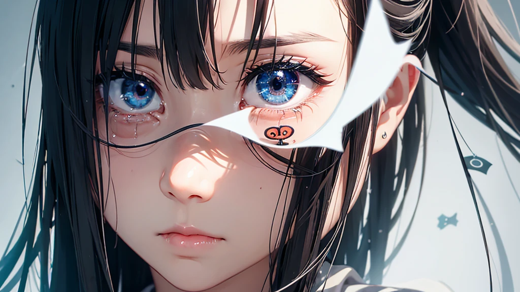 Create an image of series of crying eyes symbols, surrounded by plus signs representing the desire for more.