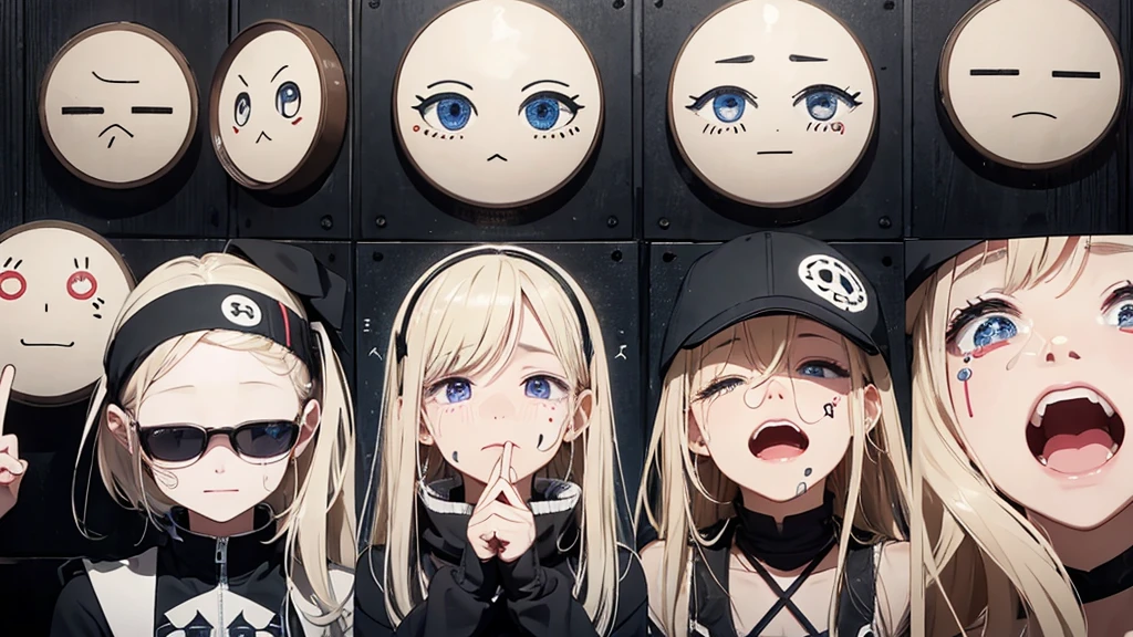 Create an image of series of crying eyes symbols, surrounded by plus signs representing the desire for more.