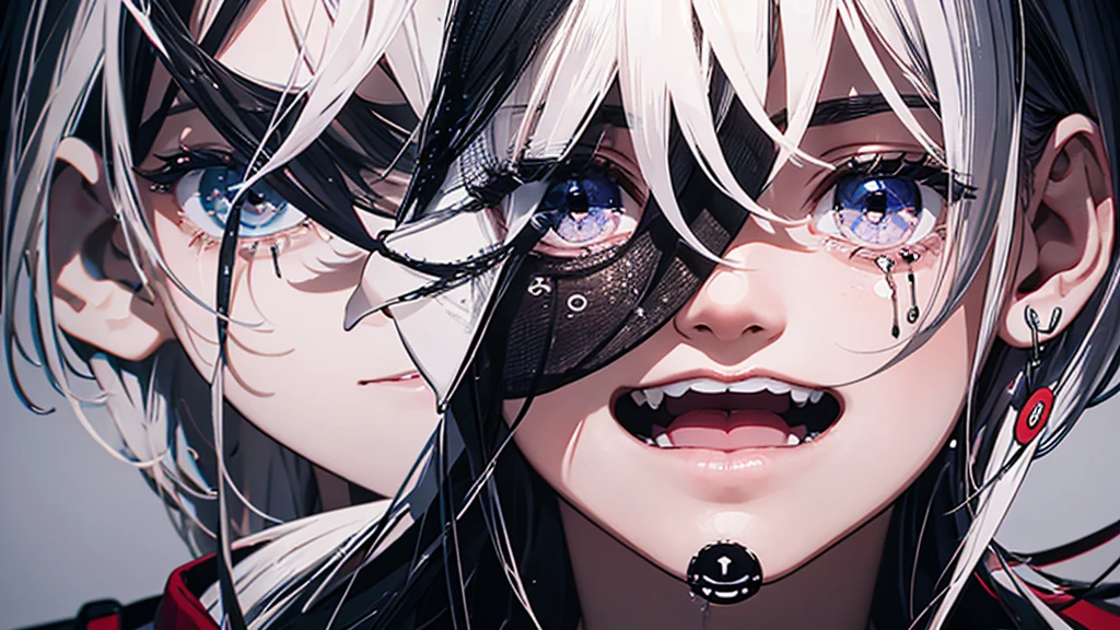 Create an image of series of crying eyes symbols, surrounded by plus signs representing the desire for more.